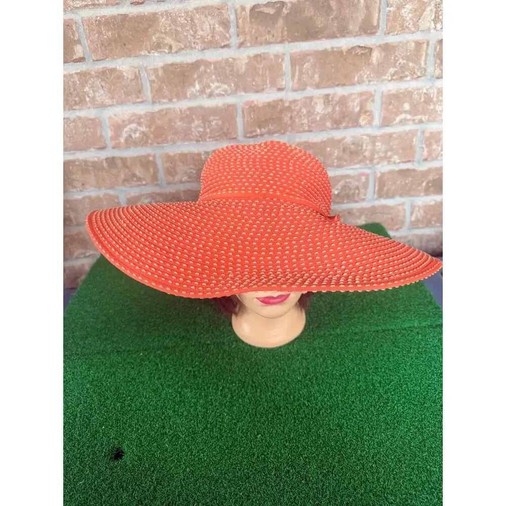 San Diego Hat Co Orange Sun Hat Wide Brim Packable Braided Travel Beach Cap